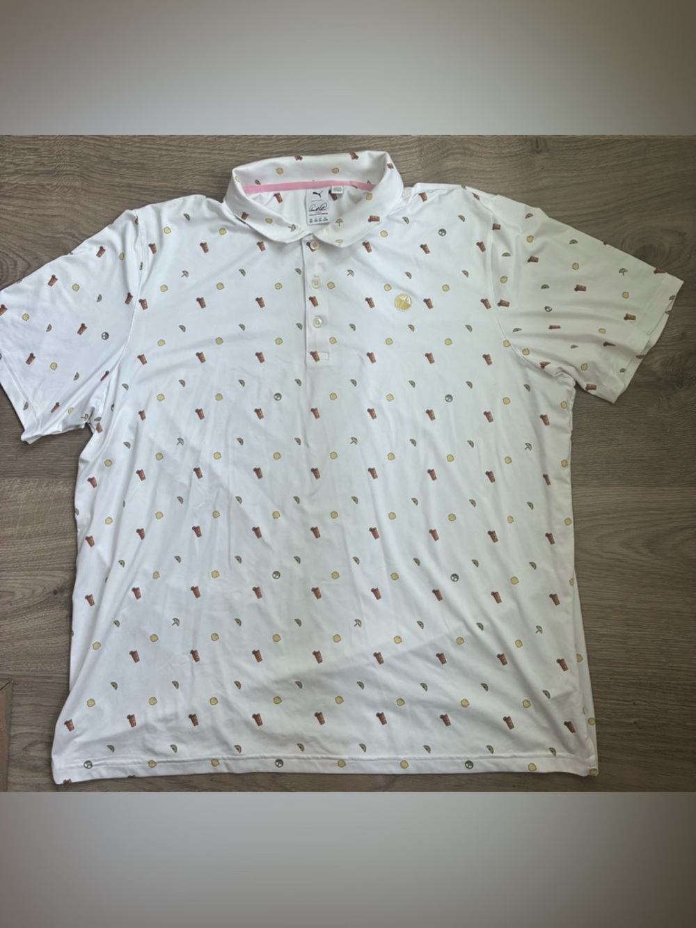 Puma Golf Shirt Polo Arnold Palmer Cloudspun Lemons Print XXL White